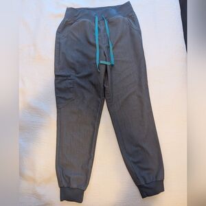 Figs Charcoal Joggers with Teal Drawstring